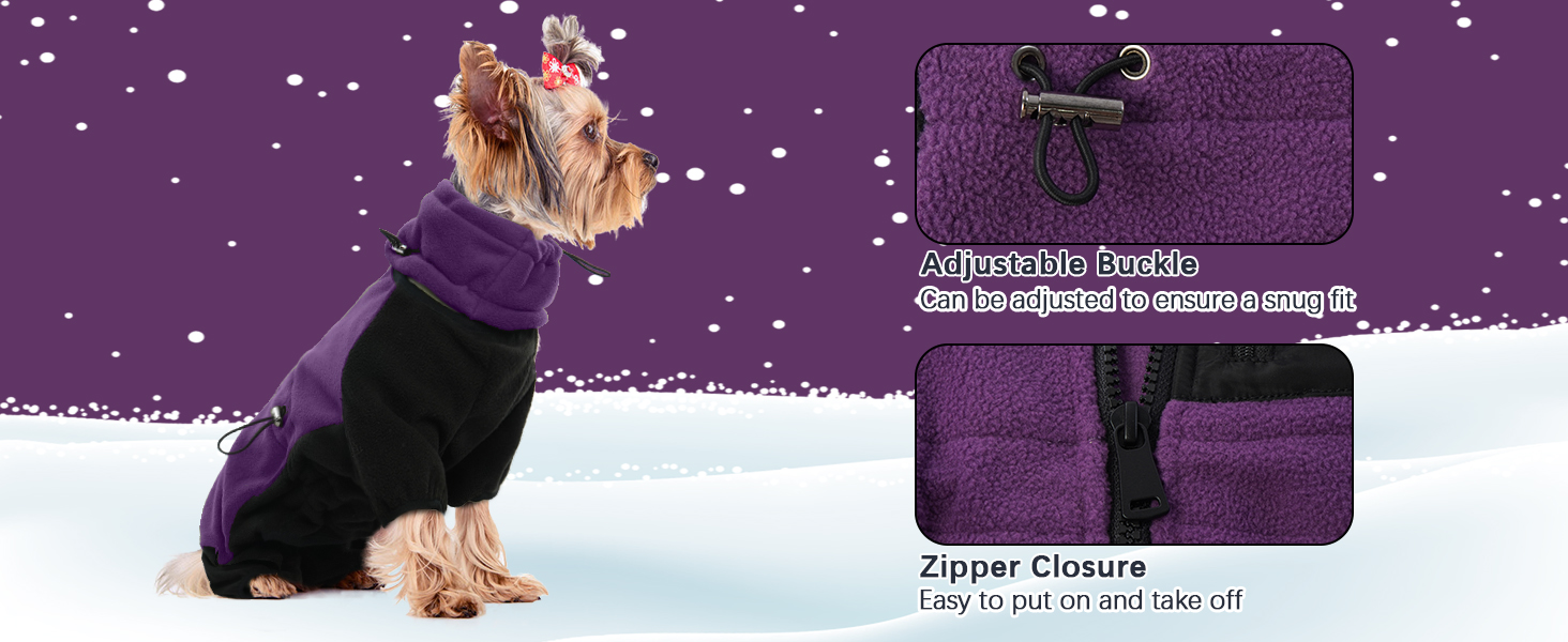 Пуловер для собак, тепла куртка з флісу, костюм для середніх собак, костюм-комбінезон з ніжками, пуловер для собак, теплий халат з флісу, костюм для собак Hunter Fleece (Хакі, фіолетовий)