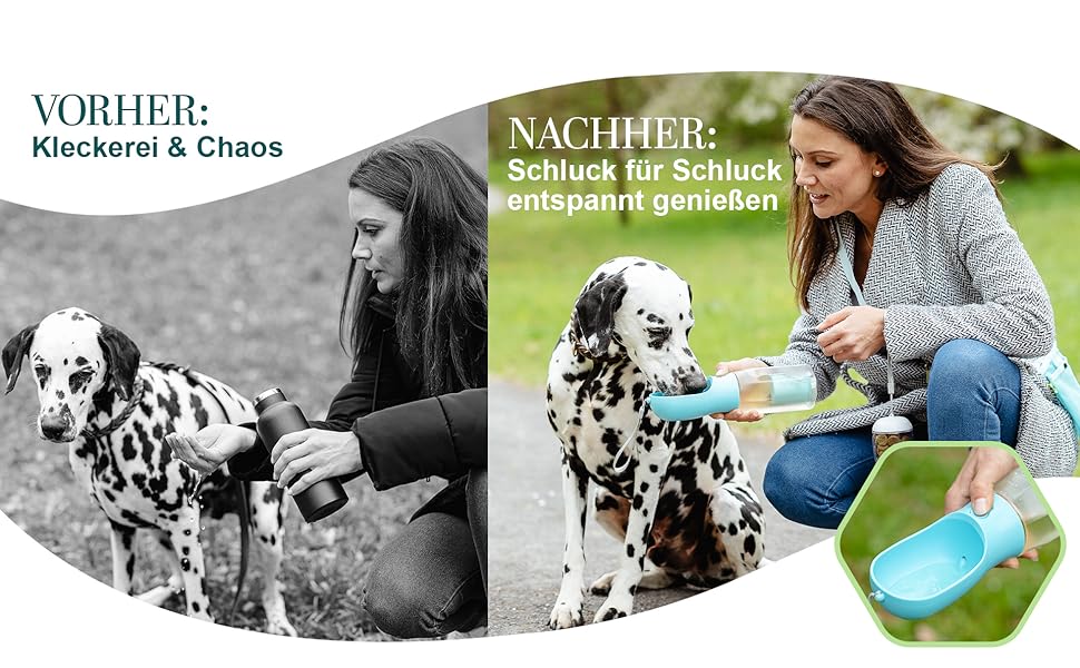 Поїлка-фляга для собак 300 мл - 3 в 1 | Фляга для води для собак, виготовлена з BPA-free матеріалу, з функцією автоматичного наповнення | Підходить для маленьких та середніх собак, сірого кольору