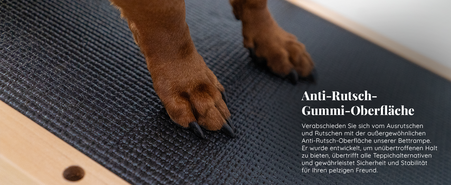 Сходинки для собак PRIORPET з берези з захисним бар'єром - регульована висота до 94.5 см - складаються - антиковзні ручки - для маленьких собак до 23 кг - коричневий (натуральний)