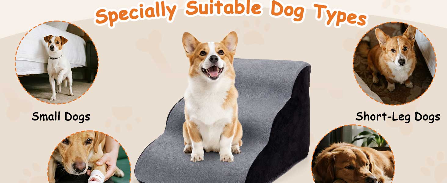 Сходинки для собак Nobleza – 3 сходинки, сірі, 35x56x40 см, з миючим покриттям та протиковзким дном