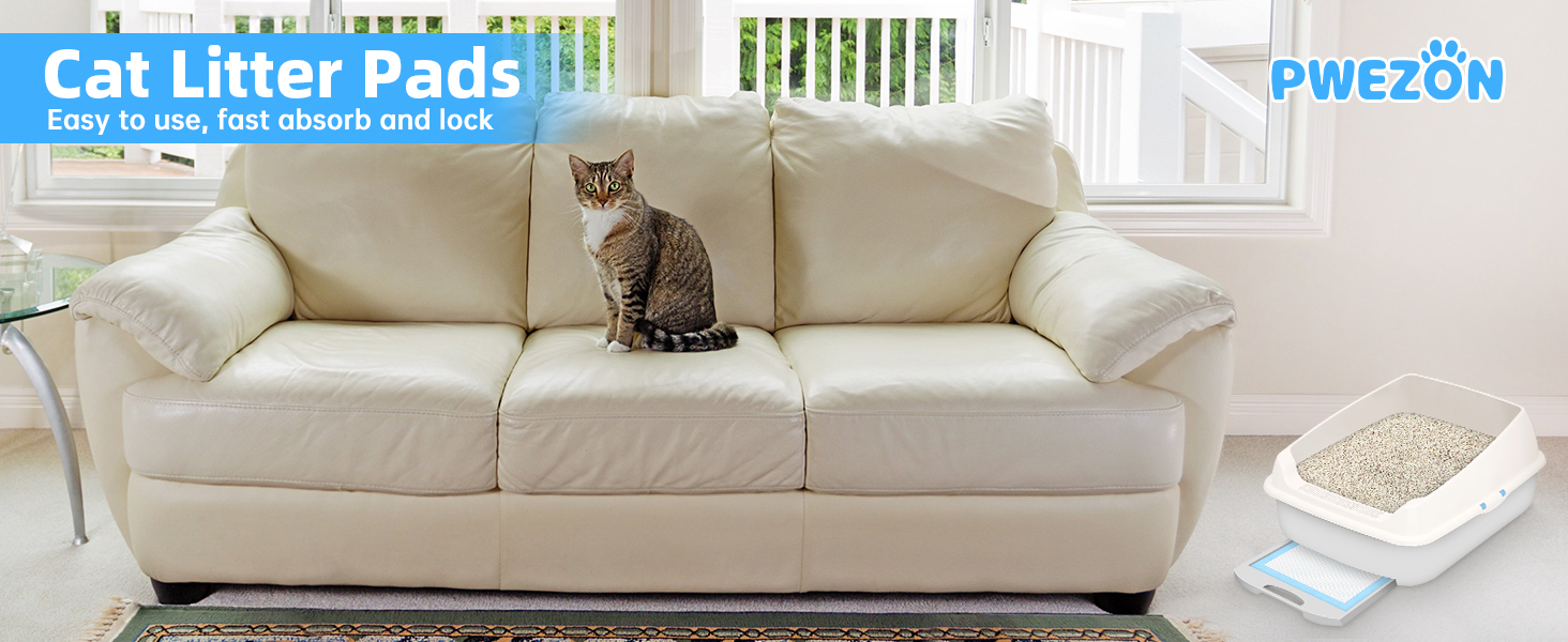 Певзон: 50 пелюшок для котячого туалету, 45x33 см, для котячих туалетів, всмоктуючі пелюшки для котів, 6-шаровий, витримують протікання (блакитні)