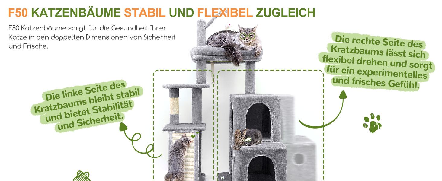 Дерево для котів Globlazer XL сірого кольору з 2 будиночками, платформами та когтеточками, для дорослих котів та кошенят