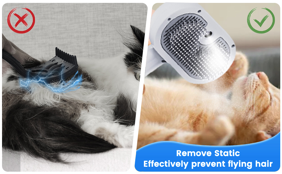 Щітка для котів Sylswx з парою, 3 в 1, для довгої та короткої шерсті, також для собак, проти статичної електрики та ковтунів, біла