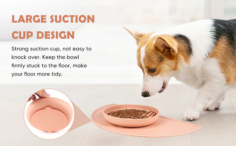 Силіконова миска для собак Slow Food, проти блювоти, не ковзає, рожева