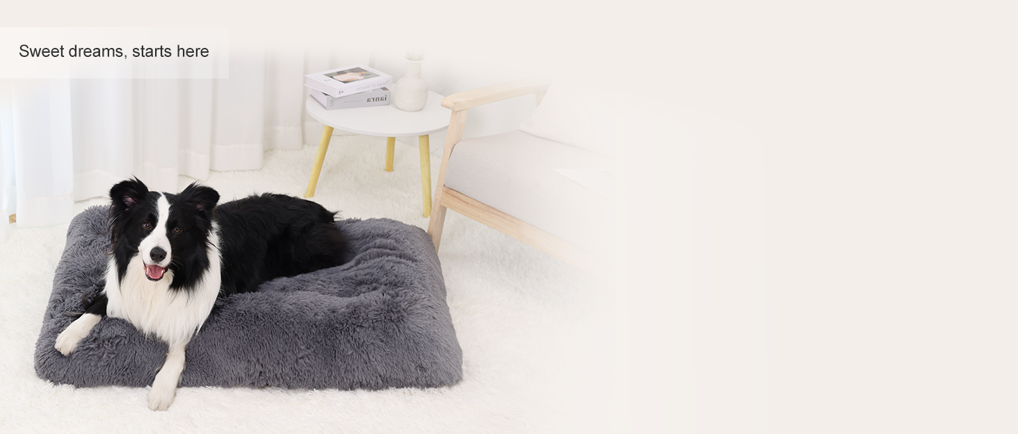 Ліжко для собак XL, м'яка коробка-матрац, заспокійлива, пухнаста, анти-тривожна, розкішна плюшева підстилка з неслизьким дном, 105 x 70 x 7 см