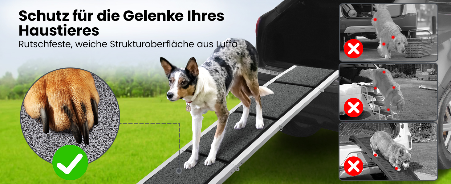 Східці для собак DAISTERN, розкладні, 170 x 44 см, з м'яким килимом, металевий каркас, для собак маленьких, середніх та великих порід