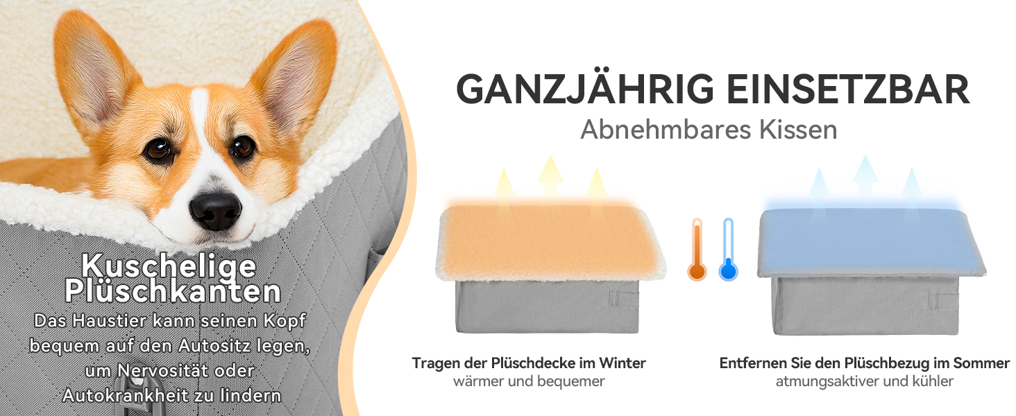 Автокрісло для собак PETFIT, 12.5 см, сіре, до 12 кг