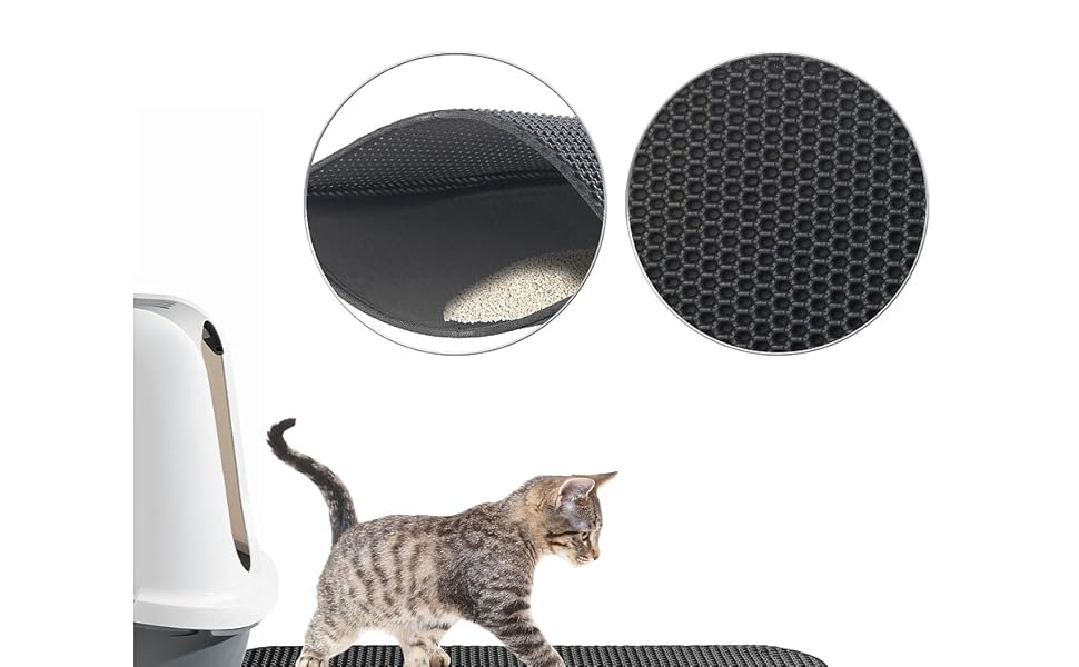 Mat для котячого туалету Sweetypet: водонепроникний килимок з комірчастою структурою, 65 x 45 см | захист від розсипання наповнювача