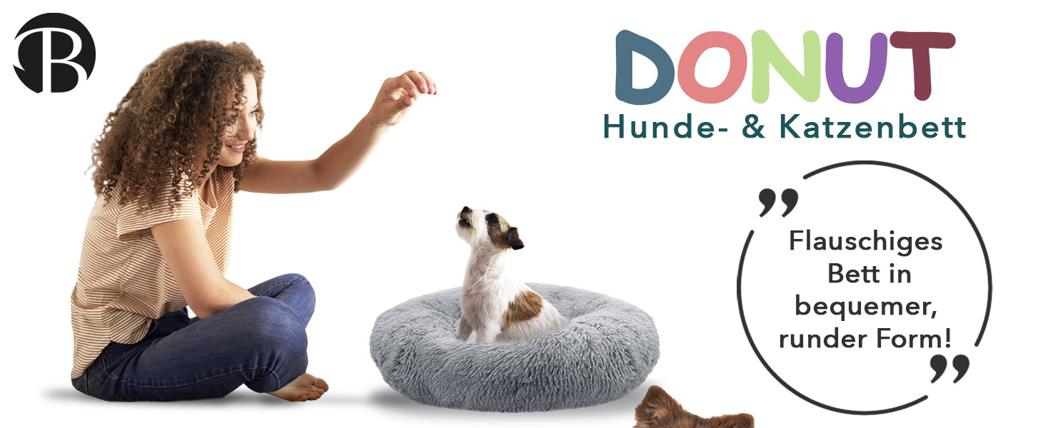 Кругле ліжко для собак середніх порід, діаметр 70 см, м'яке плюшеве гніздо, ергономічне, знімний чохол, неслизьке, штучне хутро, колір: світло-сірий