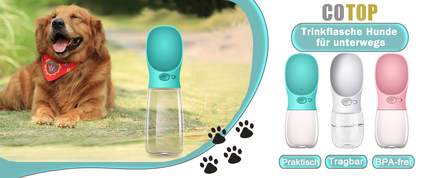 Турботрінка для собак на прогулянці, 550 мл, BPA-free, витоку, білий