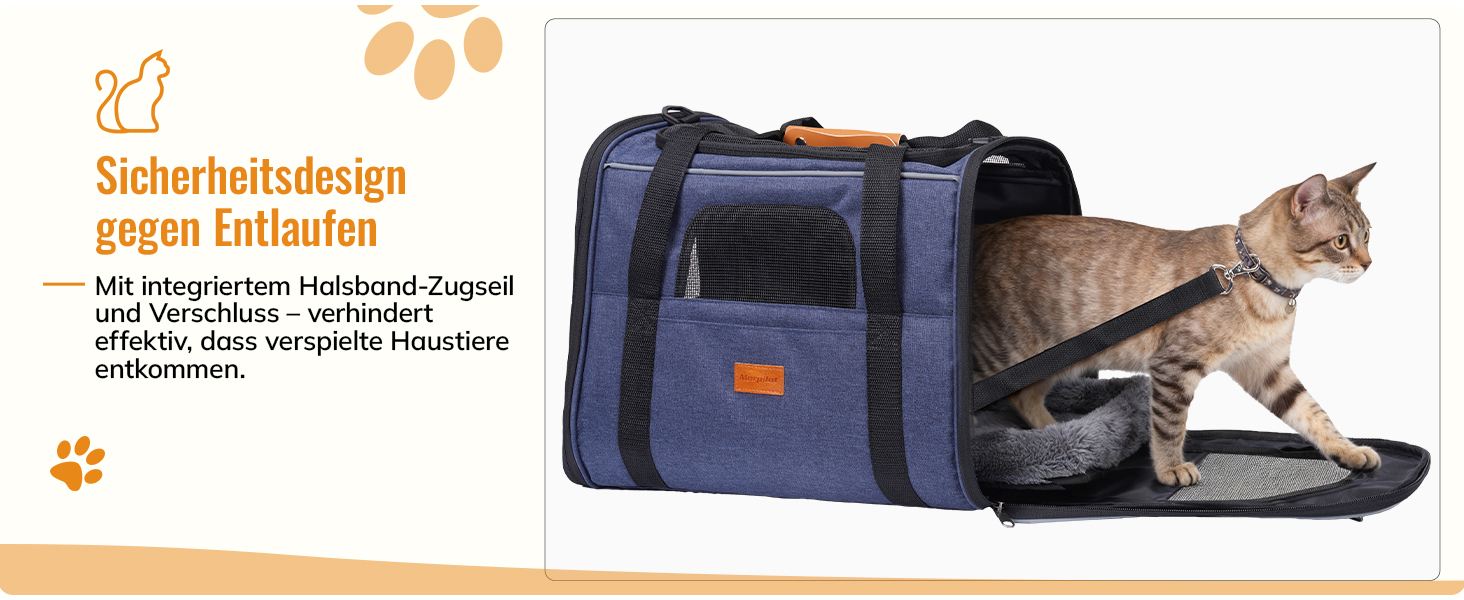 Транспортна переноска для котів та цуценят Morpilot до 7 кг, переноска для тварин з безпечними застібками, складна миска, підходить для візитів до ветеринара, авто та літака