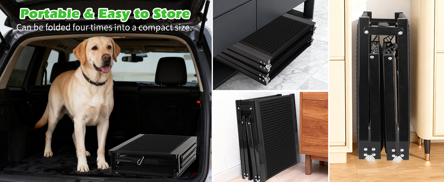 Nobleza Рампа для собак, розкладна, 170 см, антиковзаюча поверхня, для SUV, позашляховиків, вантажівок та сходів, стабільна, для великих та середніх собак до 110 кг