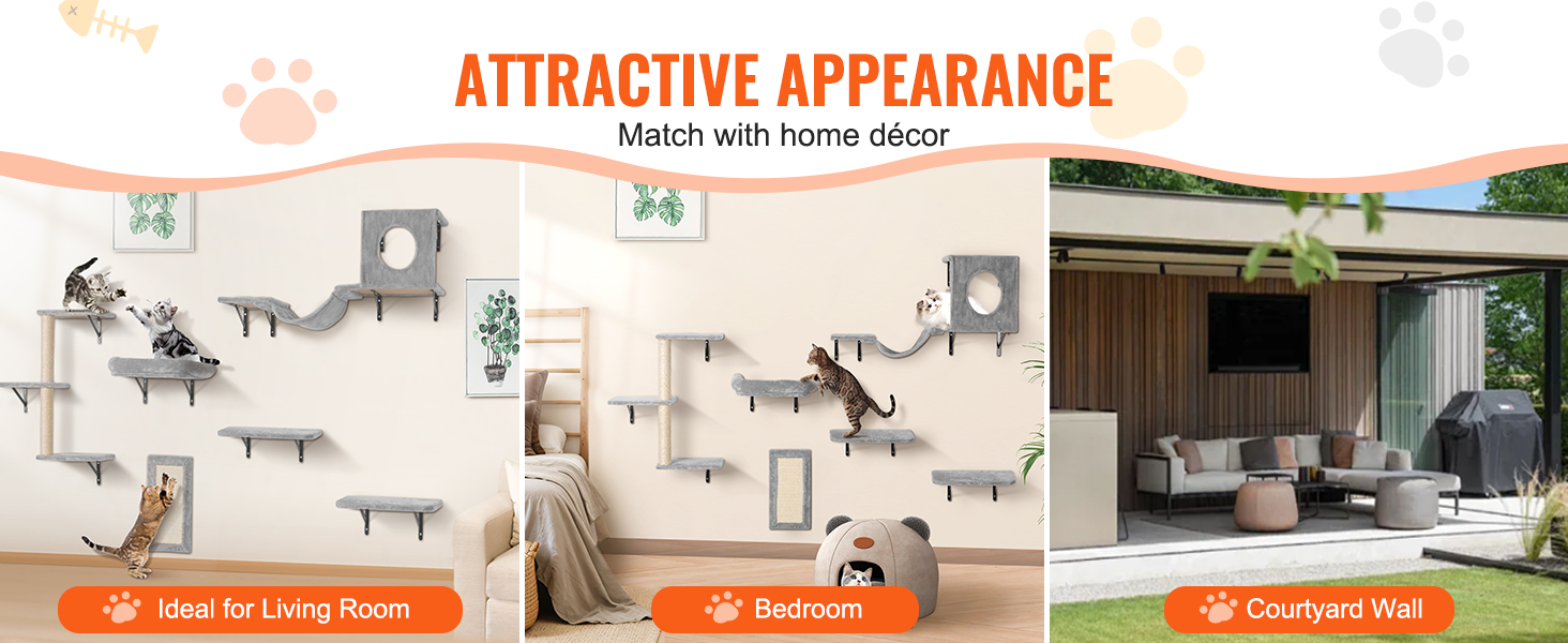 Комплект меблів для котів VEVOR: комплекс для лазіння, лежання, ігор, 6 предметів (до 18 кг)