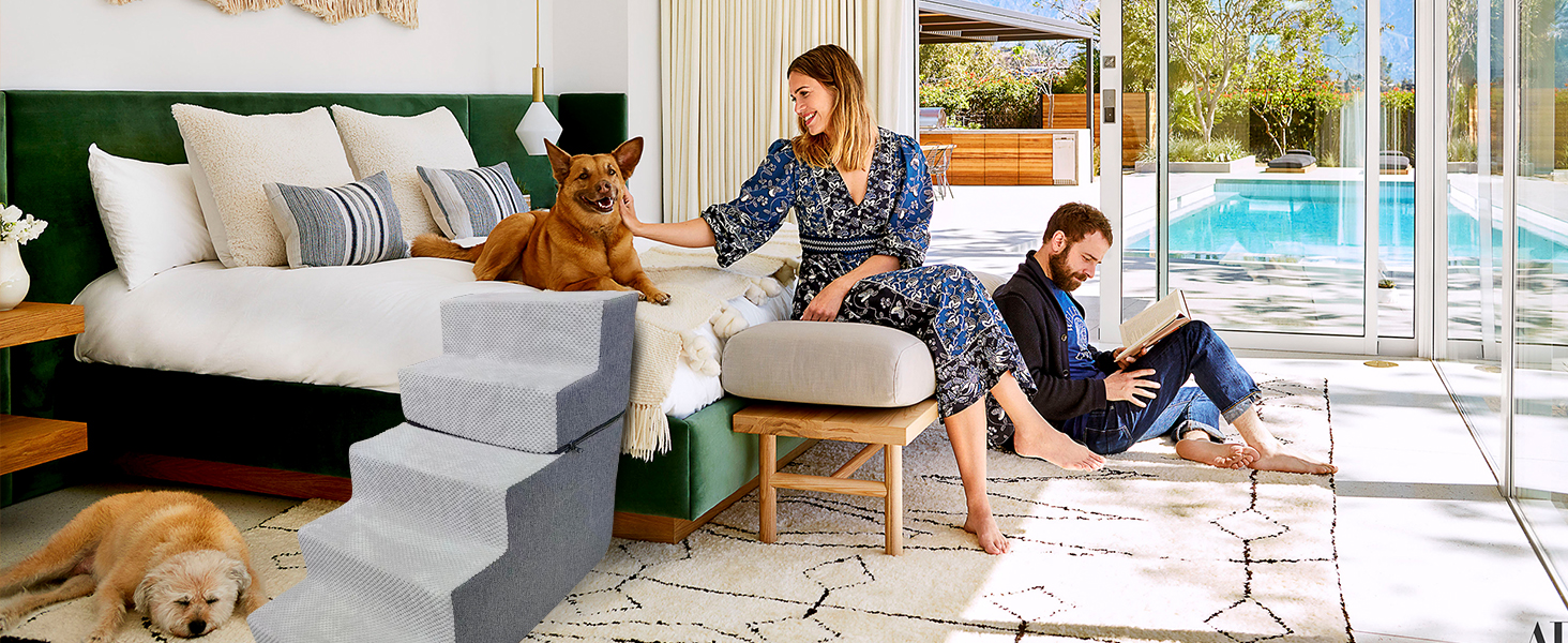 Сходинки для собак та котів Galatée - 4 сходинки, неслизькі, для високих ліжок та диванів, знімний, пральний чохол