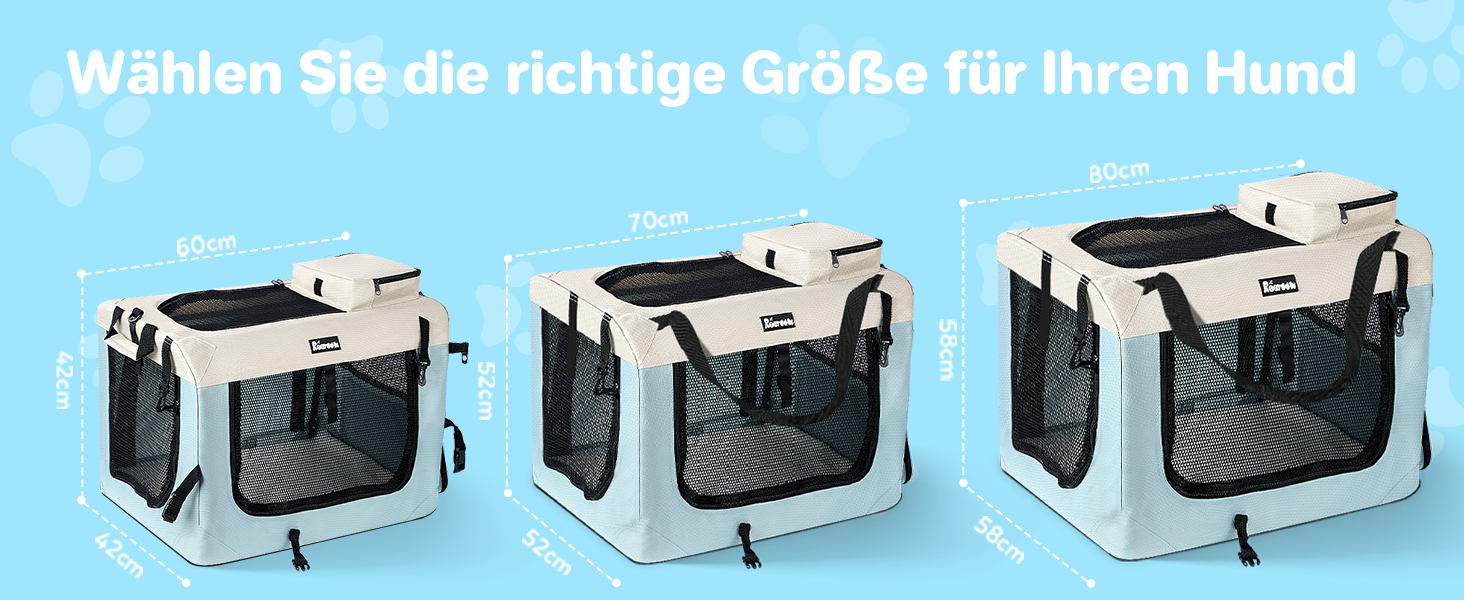 Транспортна переноска для собак та котів Reerooh Hundebox M, 60x42x42 см, складана, з мискою, блакитна