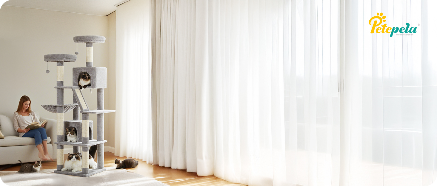 Інтерактивна іграшка для котів PETEPELA з подряпальним стовпчиком у формі ракети, коліщата з кульками, пір'їна, з масиву дерева, багатофункціональна