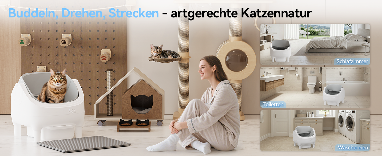 Автоматичний лоток для котів з самоочищенням, керуванням через додаток, великий розмір XXL, для великих котів (до 15 кг) та кількох котів, самоочищення на 15 днів