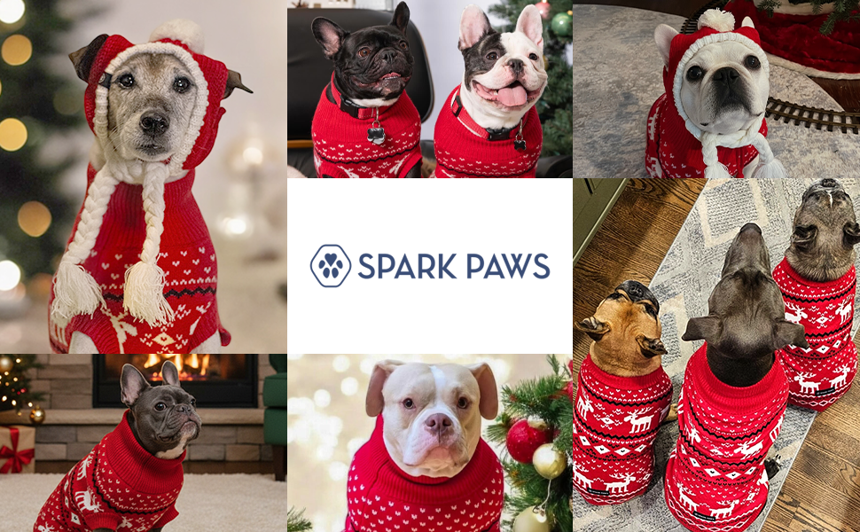 Теплий зимовий пуловер для собак Spark Paws – ультрам'який, для маленьких, середніх та великих собак, еластичний, для Французьких бульдогів, пітбулів, сук та самців (Dasher Red, 2XL: 16-25кг)