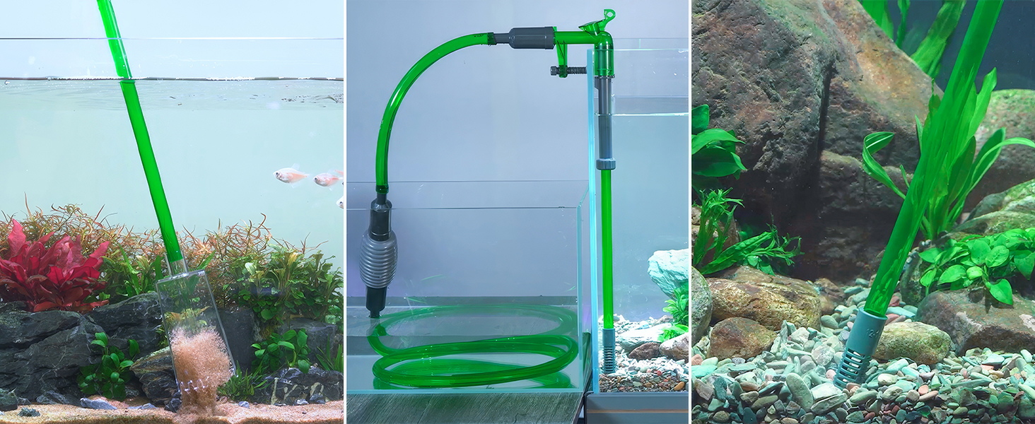 Сифон для акваріума AQQA: очищувач ґрунту, 3-в-1, до 60 см