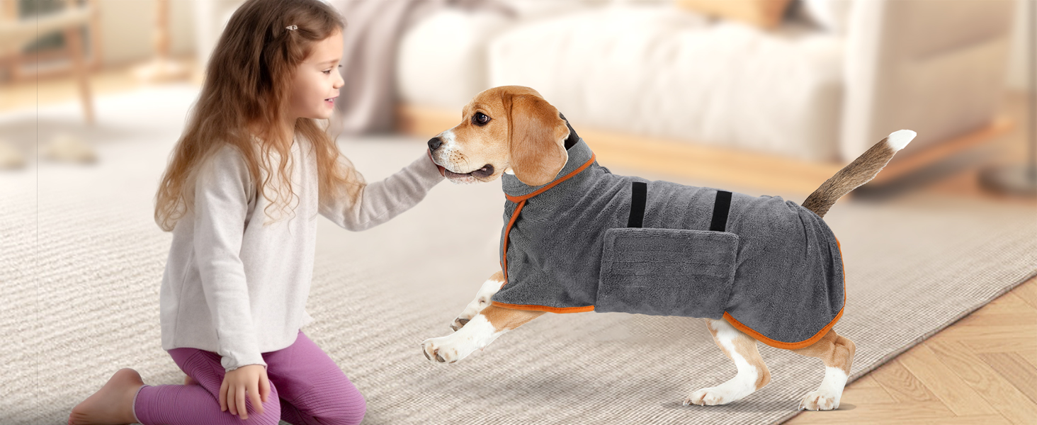 Рушник для собак великих порід, халат для собак, з застібкою на липучці, швидко вбирає воду (XL)