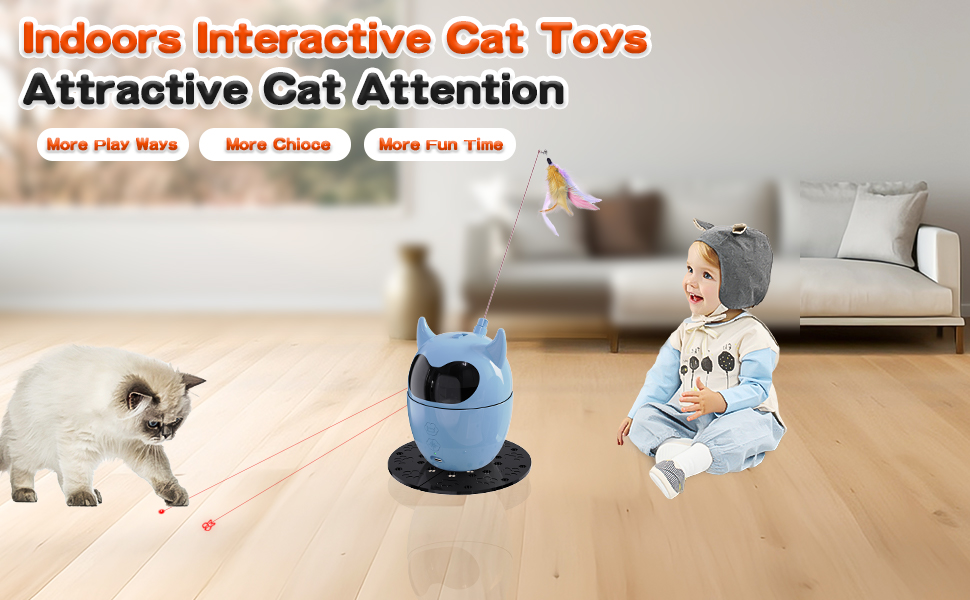 Інтерактивна іграшка для котів Spessn, автоматична з червоною крапкою, перезаряджувана, для котів/кошенят/собак (біла/блакитна)