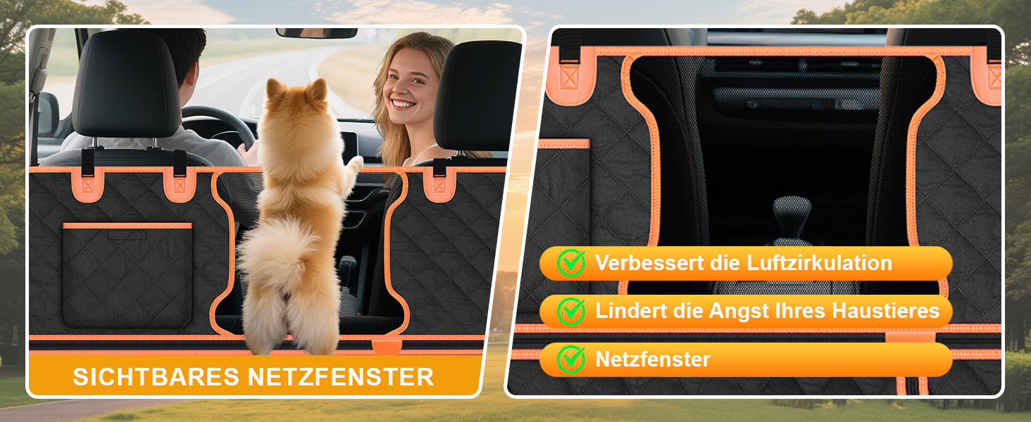 Захист для заднього сидіння авто для собак, 600D, водовідштовхувальний, стійкий до подряпин, з боковими захистами та оглядовим вікном, універсальний, для собак