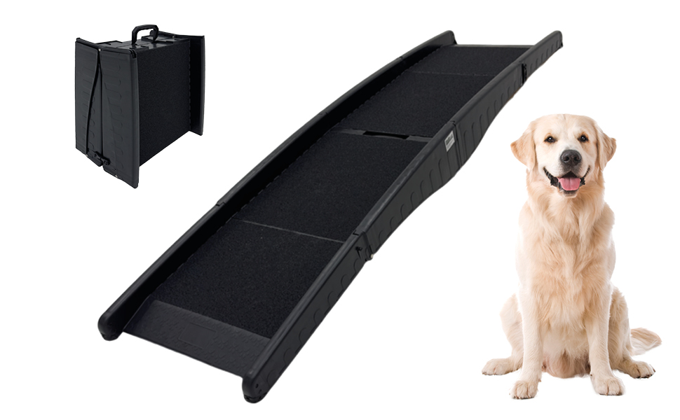 Рампа для собак TRUTZHOLM, складна, до 75 кг, антиковзаюча поверхня, допомога при завантаженні, чорна (трисекційна)