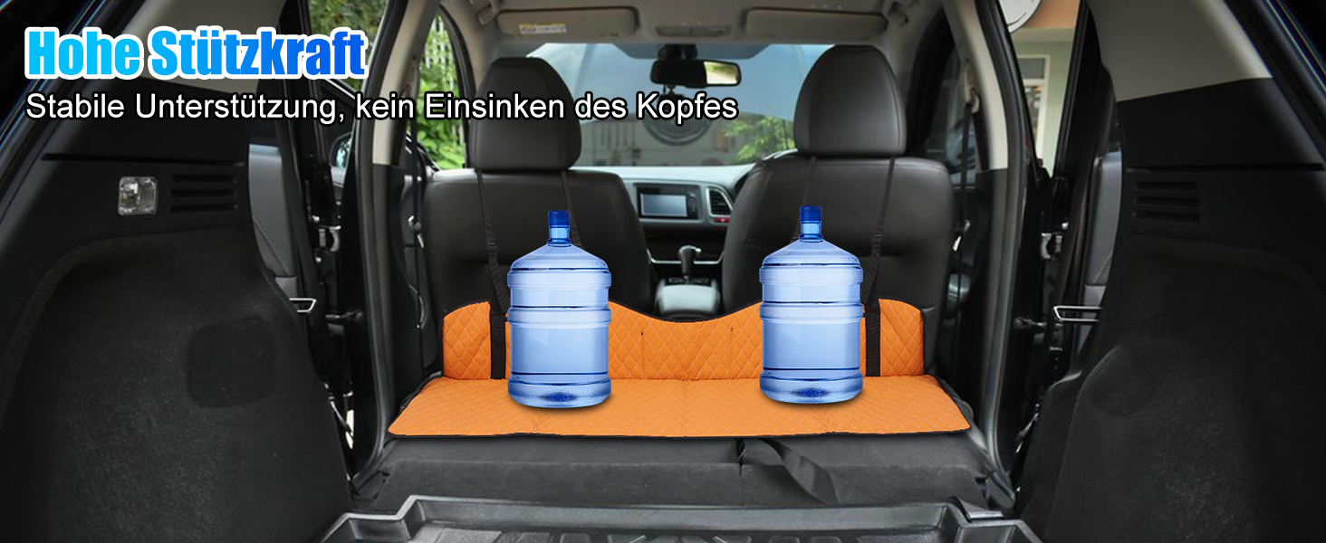 Розширювач для заднього сидіння автомобіля, розкладна платформа для сну, універсальний для SUV, MPV та компактних авто (оранжевий, шкіра)