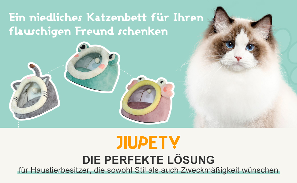 Кішечка-печера Jiupety для котів, ліжко-печера для котів, велика (45x43x37 см), будиночок для котів з неслизьким дном, кошик для котів з знімним, машинним пранням, зелений, великий, зелений жаб