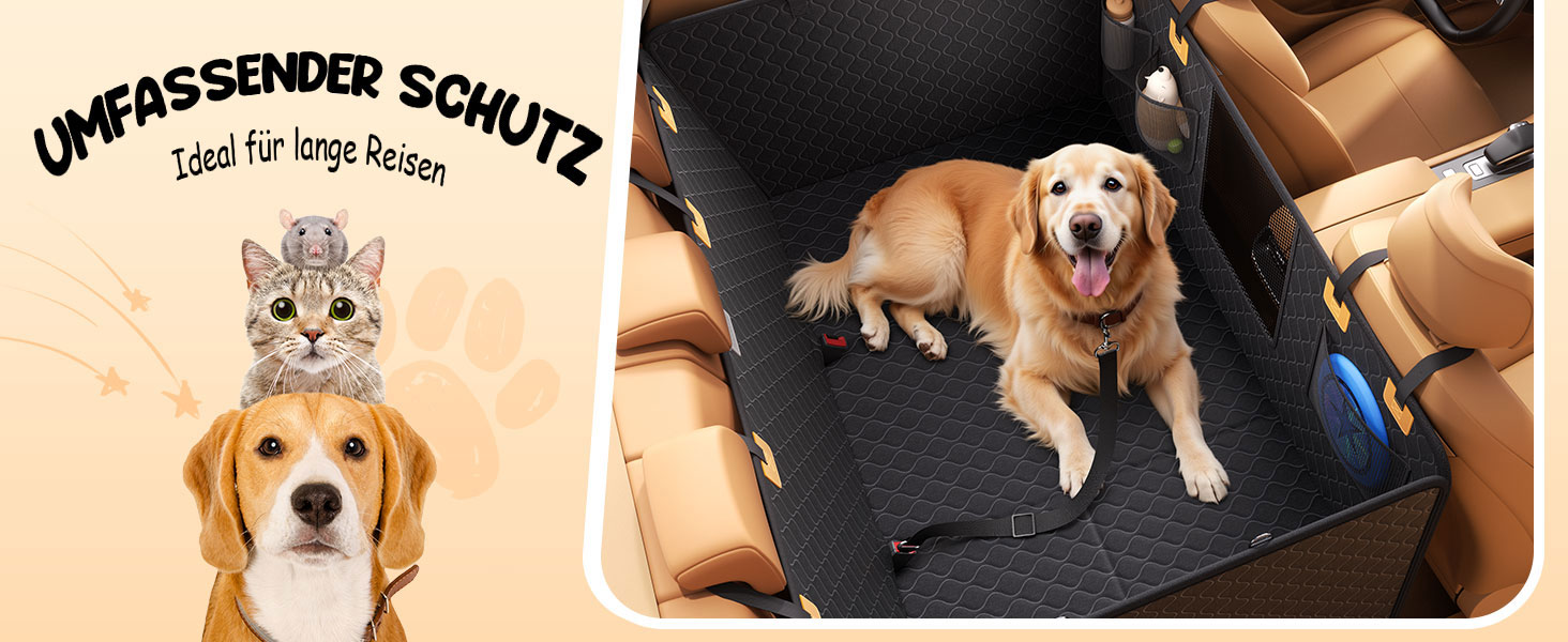 Захист для заднього сидіння авто Lamicall: водонепроникний килимок для собак, міцний, до 195 кг, для легкових автомобілів та SUV