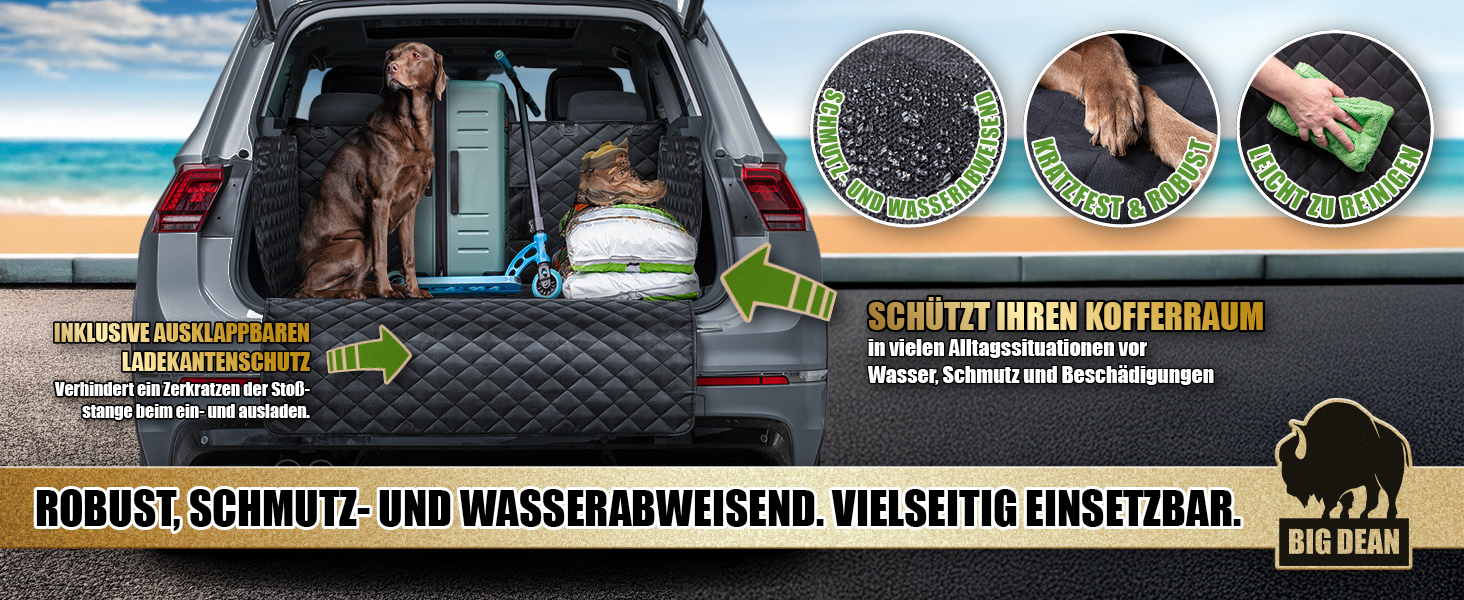 Захисна підкладка для багажника BigDean Premium з боковими та захистом бампера – захист багажника для собак, стійкий до бруду та води – універсальна ванна для багажника для собак та багажу