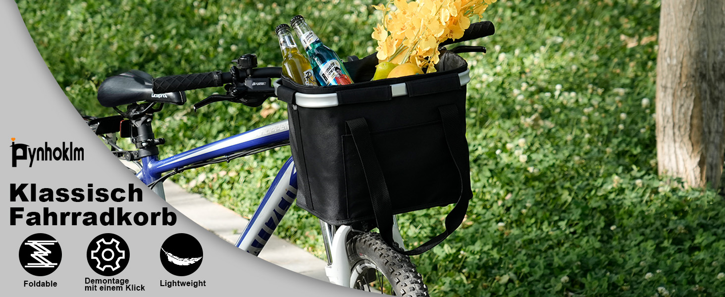 Складаний водонепроникний кошик на кермо велосипеда Pynhoklm, 20L, з аксесуарами. Підходить для покупок, пікніків та повсякденного використання