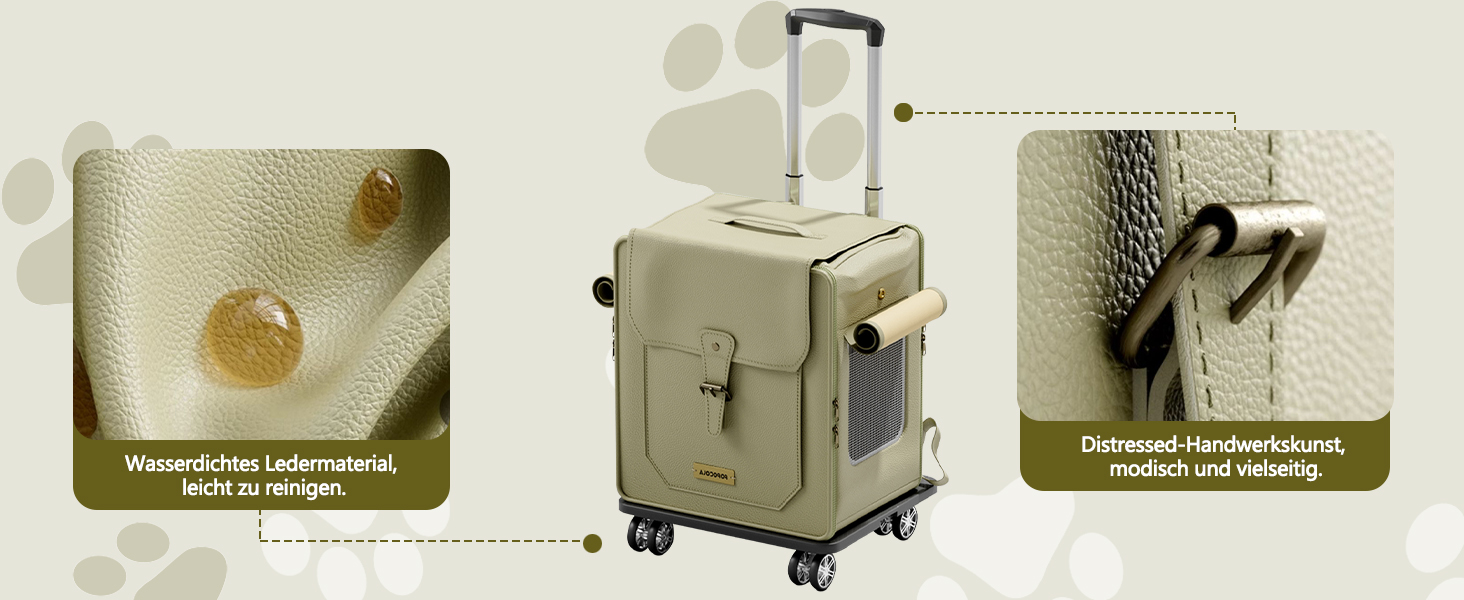 Рюкзак для тварин Galatée з колесами, візок для домашніх тварин, сумка для подорожей з собакою знімні колеса, рюкзак для собак з сітковими вентиляційними вікнами (білий)