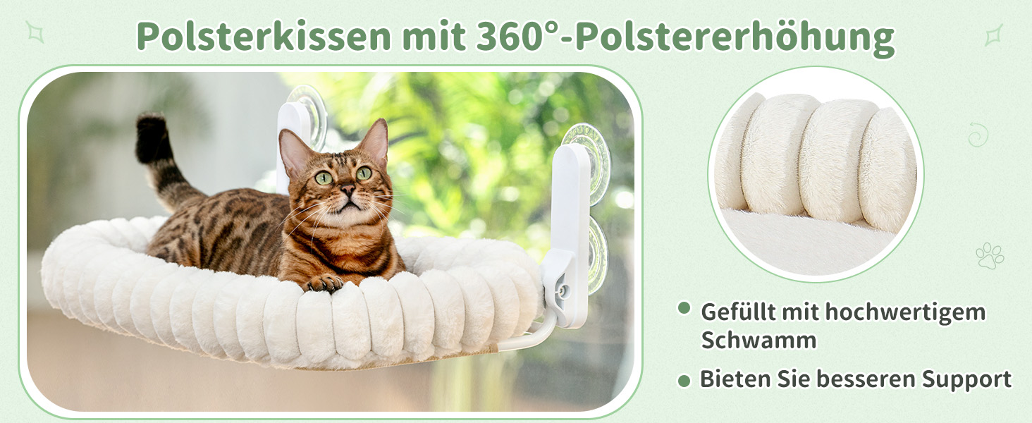 Ліжко для котів GUUSII HOME на вікно, розкладне, з кріпленням на віконну раму, до 18 кг, біле (M)