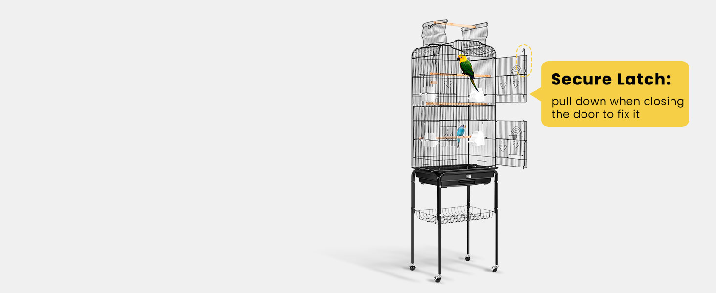 Клітка для птахів VIVOHOME 162 см з ігровим дахом та роликовим стійкою, для хвилястих папужок та канарів, з платформою та аксесуарами