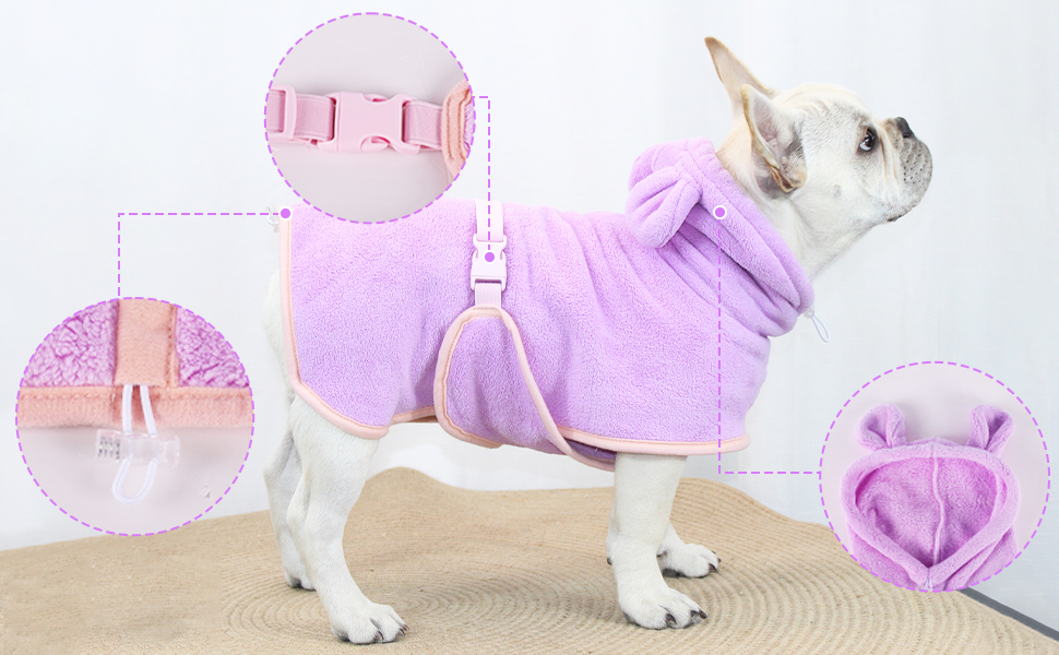 Рушник для собак та котів Fnaobai, халат, швидковисихаючий, з капюшоном, регульований, для басейну, пляжу, XS, зелений