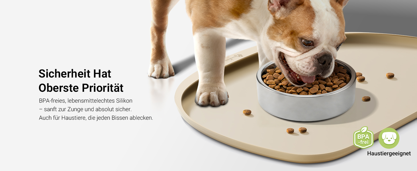 Підкладка під миску для котів DownyPaws, силіконова, 45 x 32 см, бежева - протиковзна, легко миється, BPA-free