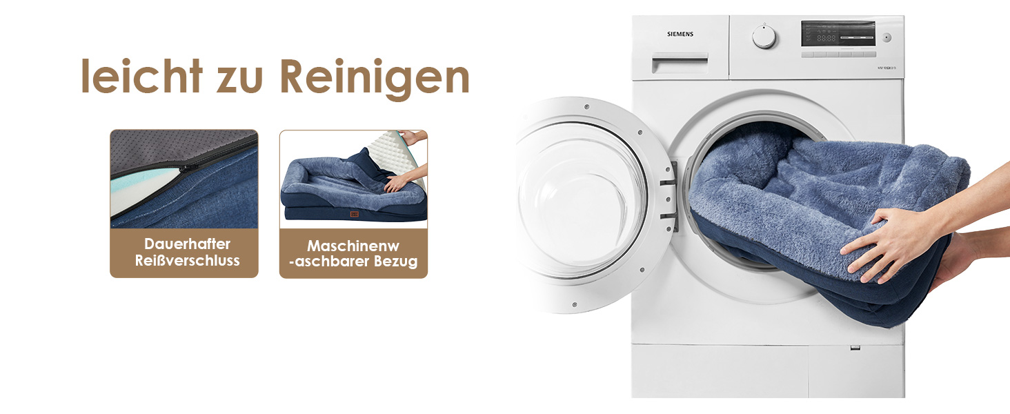 Ортопедичне ліжко для собак середніх порід, 91x68x17.5 см, з Memory Foam, миється та водонепроникне, кошик для собак з 4 бортиками, диванчик для собак, антиковзаюче, (106 x 76 x 18.5 см, Морська синя)