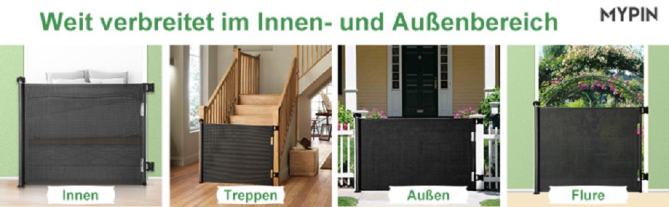 Захист для дверей MYPIN - висувна сітка, 0-140 см. Захист для собак, дітей. Чорний колір.