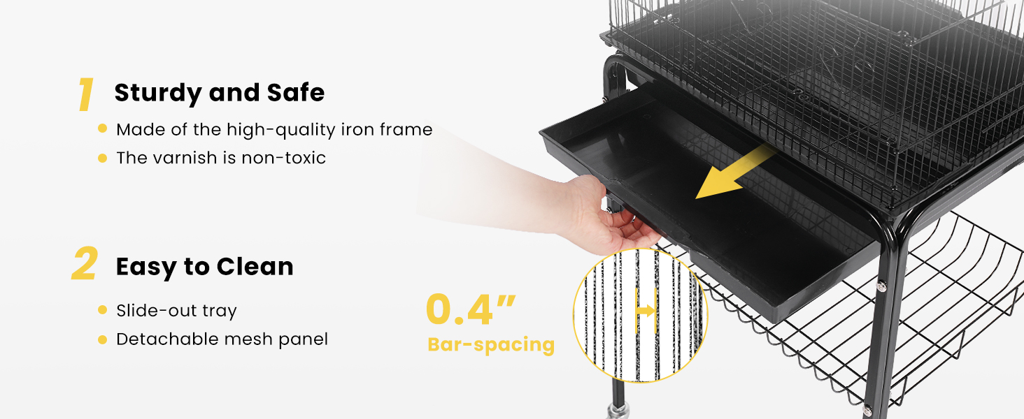 Клітка для птахів VIVOHOME 162 см з ігровим дахом та роликовим стійкою, для хвилястих папужок та канарів, з платформою та аксесуарами