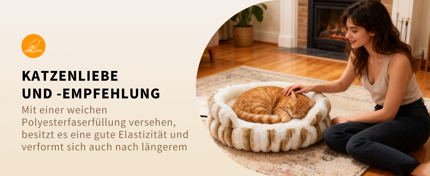 Обігрівальне ліжко для котів, електричне, миється, стійке до укусів, водонепроникне, заспокійливе та тепле з регульованим нагрівальним килимком, 51×51×17 см