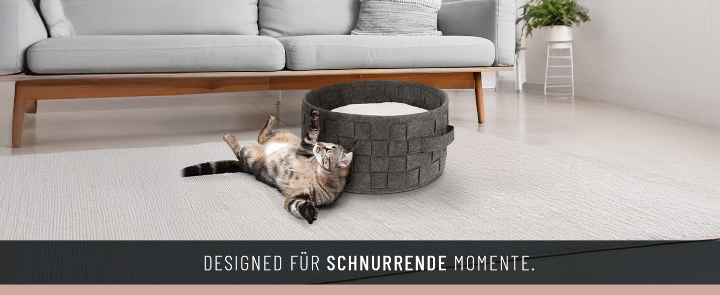 Квіткове ліжко для котів ReaVET Samtpfoten - м'яке та зручне, з подушкою, з фетру