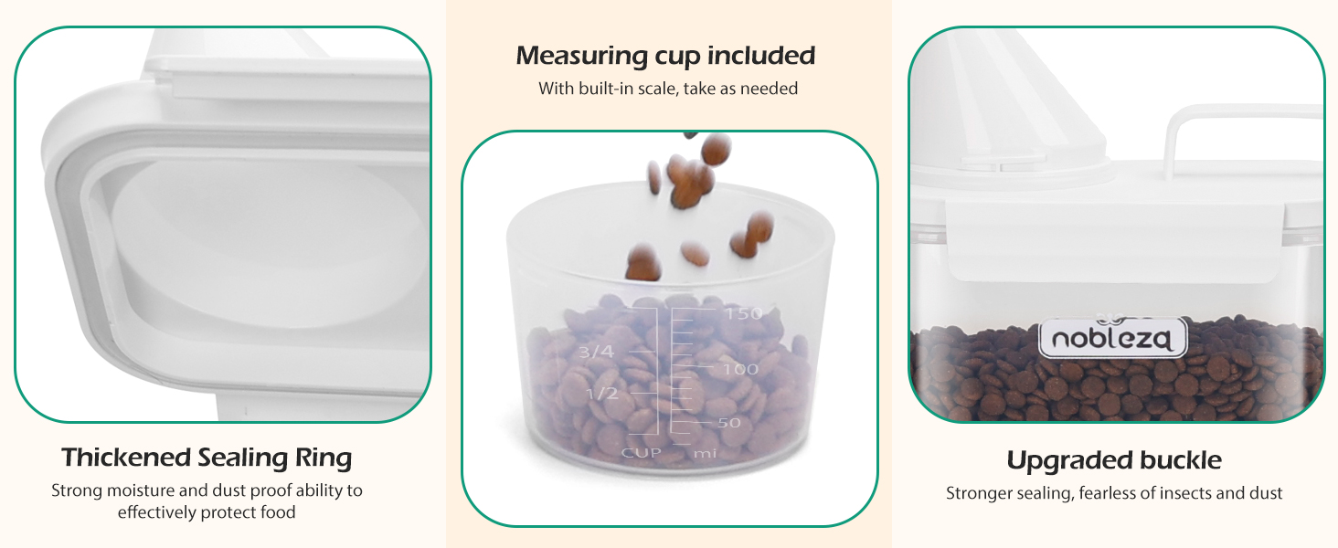 Контейнер для корму для тварин Nobleza, 2.5L, відро для корму для собак та котів з мірним стаканчиком