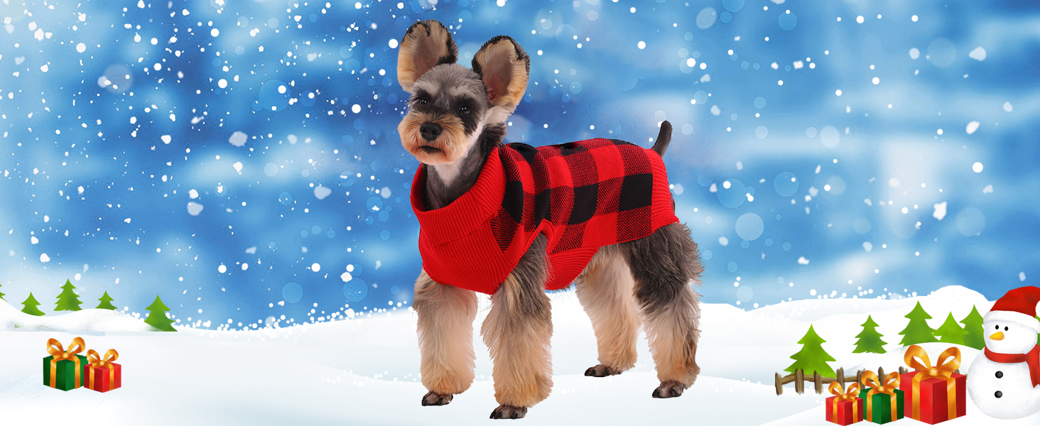 Пуловер для собак KATZINST, теплий флісовий пуловер для маленьких собак, різдвяний пуловер для Французького бульдога, Дакселя, Чихуахуа, Йоркшира, червоно-чорний, XS