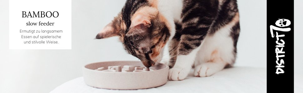 District 70 Повільний годівник для котів з бамбука, діаметр 13,5 см, сірий