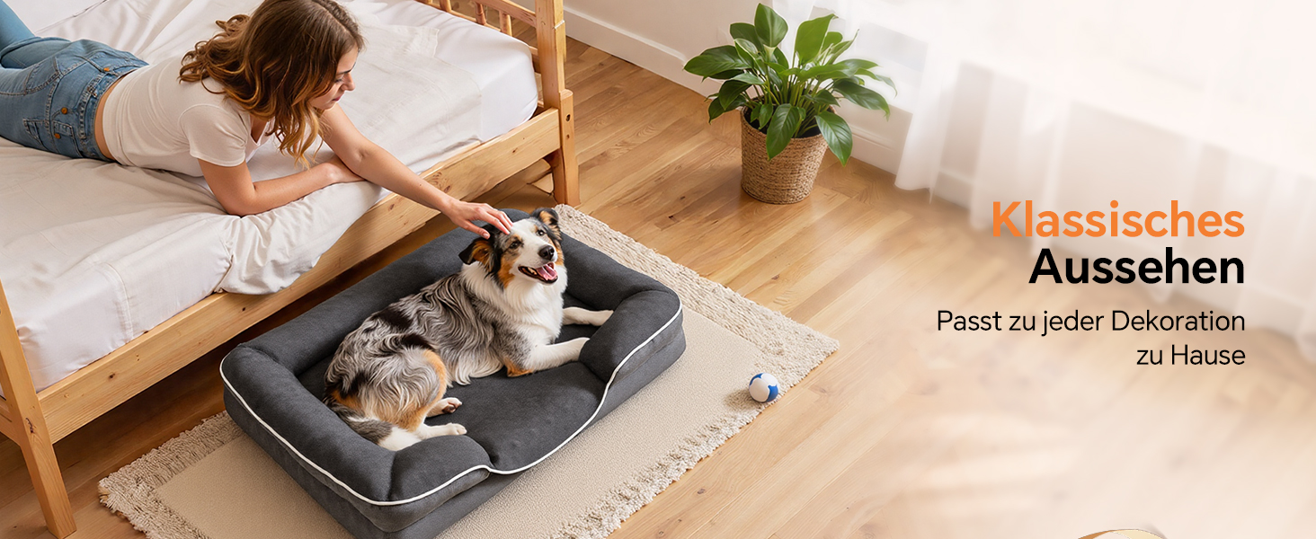 Ортопедичне ліжко для собак великих порід, м'яке, з антиковзною основою, дихаюче, сіре, 100x70x20 см
