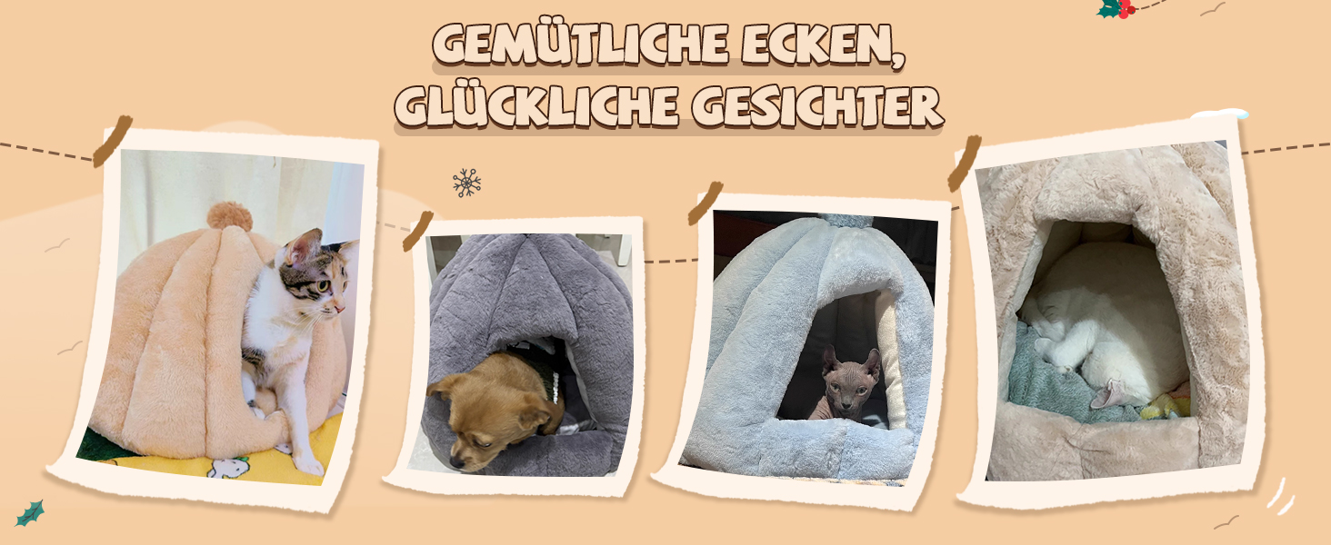 Кішка/Песик Іглу Будинок-Гніздо ALLSOPETS з Знімним Матрацом, Теплий та М'який Дім для Собак та Кішок (Сніжно-Білий, L)