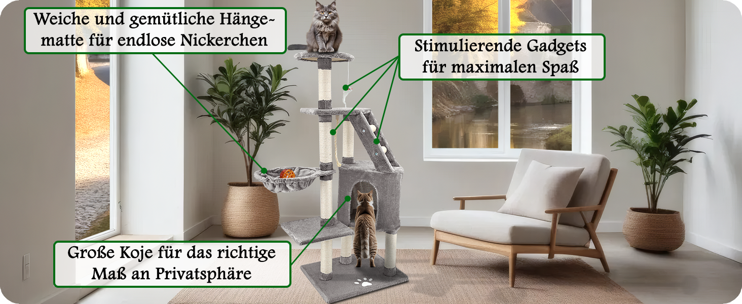 Дряпка для котів Beltom® Kratzbaum - ігровий комплекс, 120 см, сірий