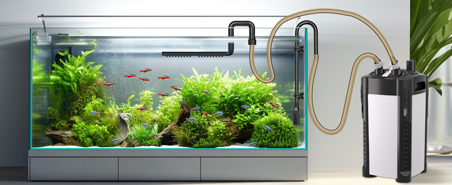 Зовнішній фільтр для акваріума AQQA, 1200 л/год, 3-ступенева фільтрація, 18W, до 250 л
