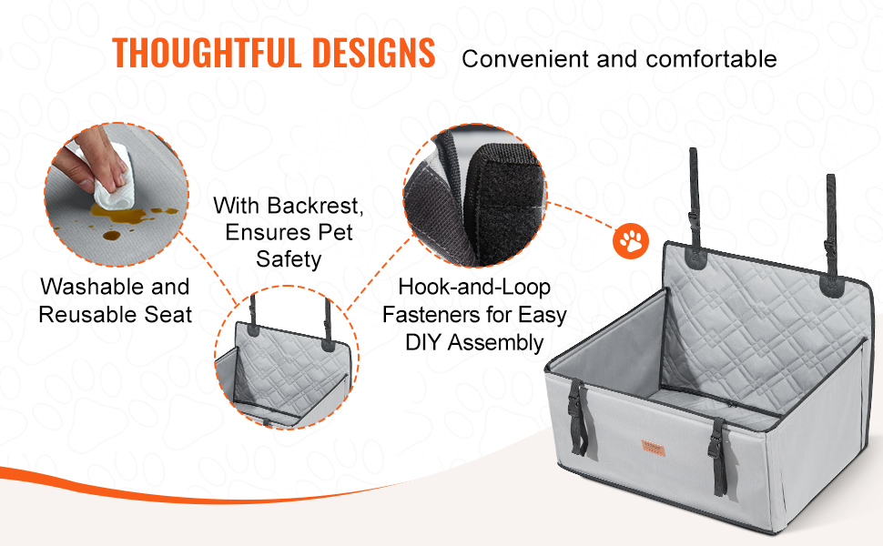 Автокрісло для собак VEVOR - підняття для собак, водонепроникне, з підтримуючою рамою, з безпечним тросом, для собак малого, середнього та великого розміру до 22 кг (M, сірий)